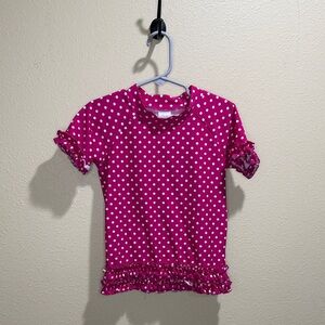 Ruffle Butts Size 6 Fuchsia Polka Dot Ruffle Sleeve Swim Top